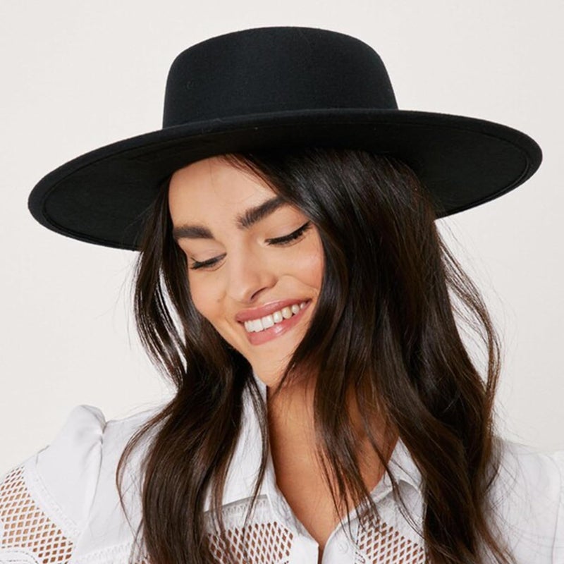 UTOWO Women Fashion Felt Church Hats Classic British Style 9.5CM Wide Brim Top Fedora Hat Wedding Dress Up Jazz Cap - Image 3